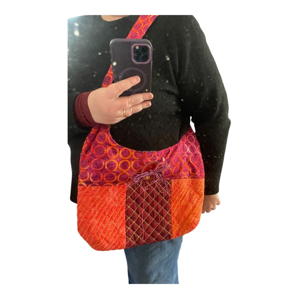 Vintage Handmade Boho Patchwork Quilted Shoulder … - image 6